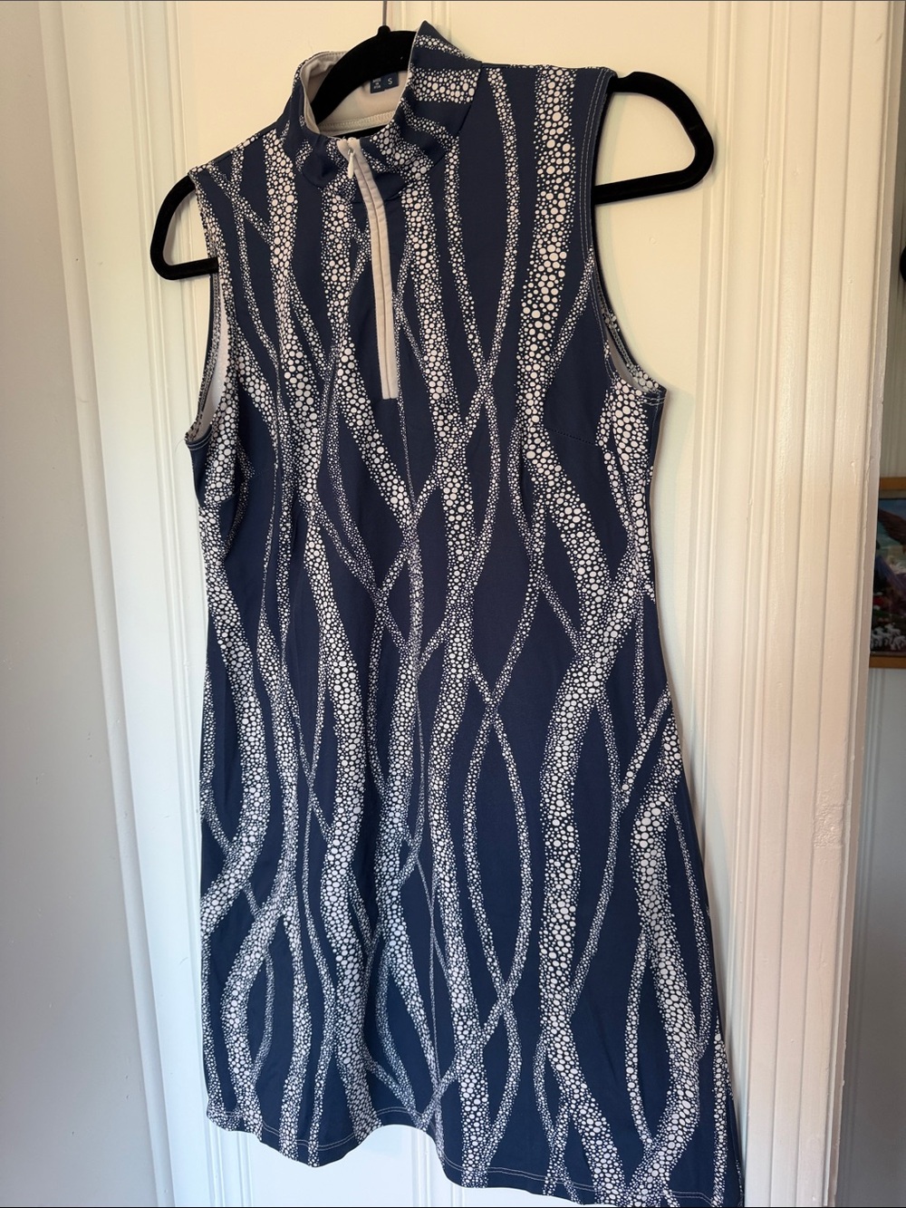 Melly M Navy and White Sleeveless Patterned Golf Dress